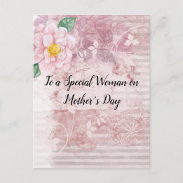 Mors dag Distress Vintage Rosa Grönt Flowers Vykort