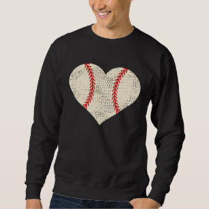 Mors dag Distressed Heart Baseball Heart Mamma Lång Ärmad Tröja