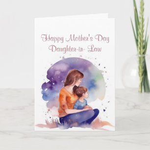 Mors dag dotter i Law Watercolor Kort