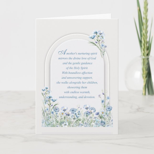 Mors dag Elegant Religiösa Kärlek Dusty Blue Kort (Framsida)