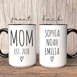 Mors dag Elegant skript Mamma Anpassade Namn Mugg
