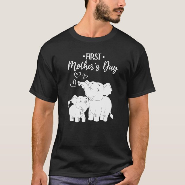 Mors dag Elephant Mor First Mors dag T Shirt (Framsida)