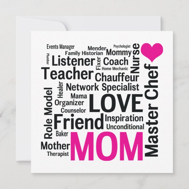 Mors dag eller födelsedag för ett underbart Mamma Inbjudningar (Baksida)