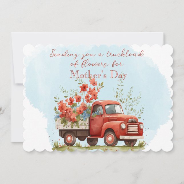 Mors dag - En last med blommor Julkort (Framsida)