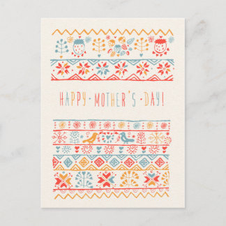 Mors dag fågelblommor i Cute Hand plockade Vykort