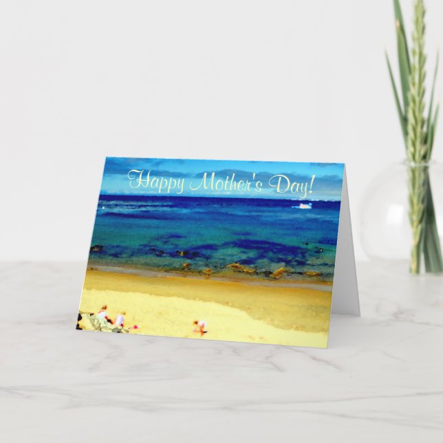 Mors dag-familjen på Beach-kortet Kort (Framsida)