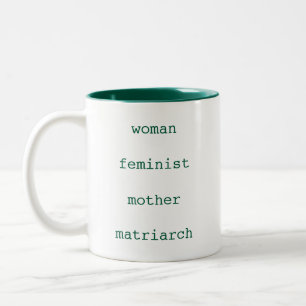 Mors dag Feminist Mörkgrön Maskinskriftstil Två-Tonad Mugg