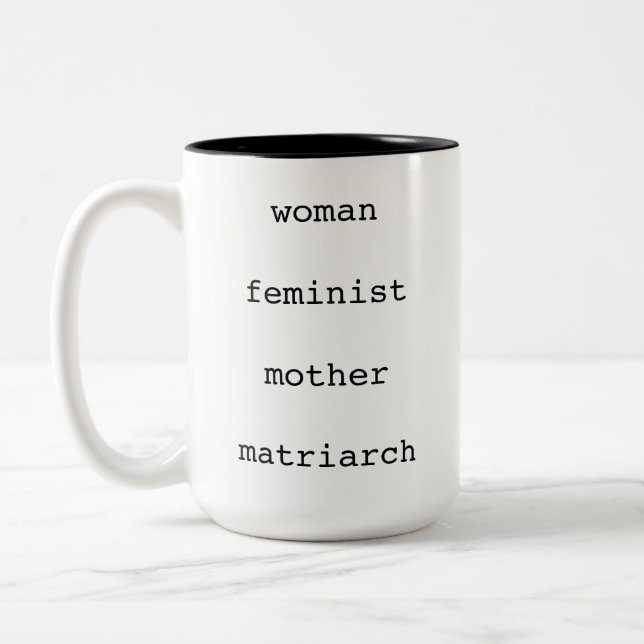 Mors dag Feministisk Svart Maskinskrift Font Två-Tonad Mugg (Vänster)