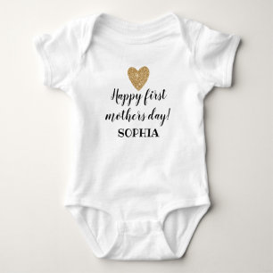 Mors dag Flicka Heart Guld Glitter T Shirt