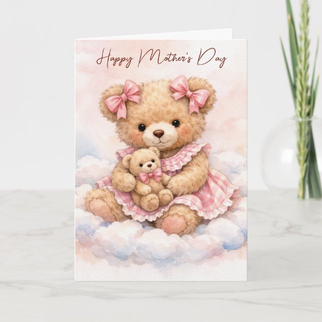 Mors dag flickig teddybjörn kort (Framsida)