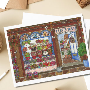 Mors dag Flower Shop Watercolor Vykort