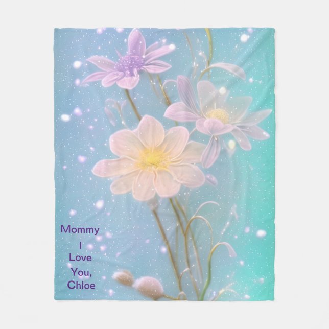 Mors dag Flowered Fleece Blanket (Framsidan)