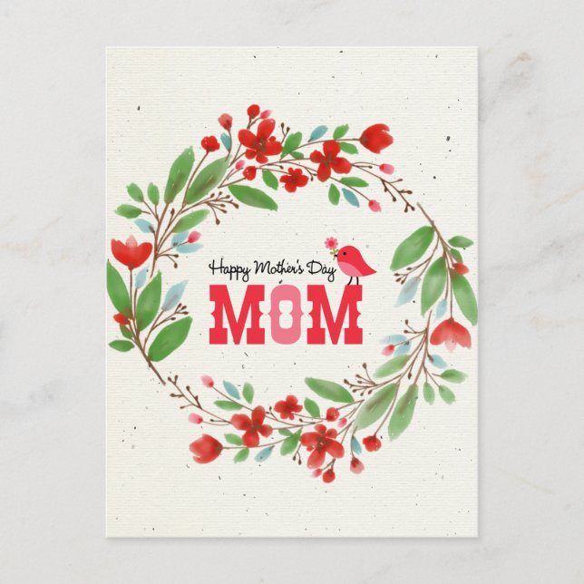 Mors dag Flowers Cute Bird Bible Blating Vykort (Framsida)