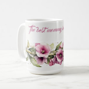 Mors dag Flowers Mallow Watercolor Kaffemugg