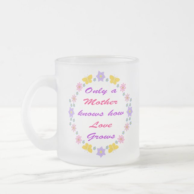 Mors dag Flowers och Butterflies Frostad Glasmugg (Vänster)