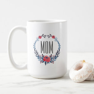 Mors dag för Boho blom- vattenfärgröd ros Kaffemugg
