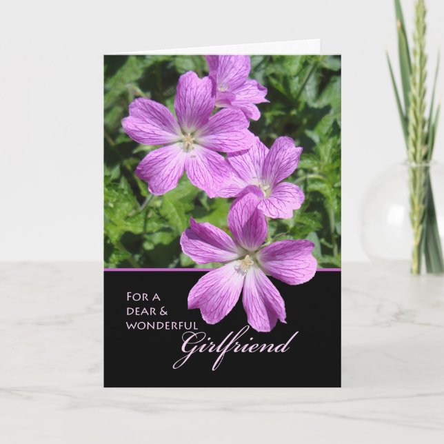 Mors dag för Girlkompis, Lila Geraniums Kort (Framsida)