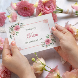 Mors dag För Mamma Skrift Vattenfärg Blommor Helgkort
