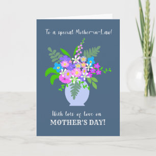 Mors dag för Mor-in-Law Vas of Flowers Kort