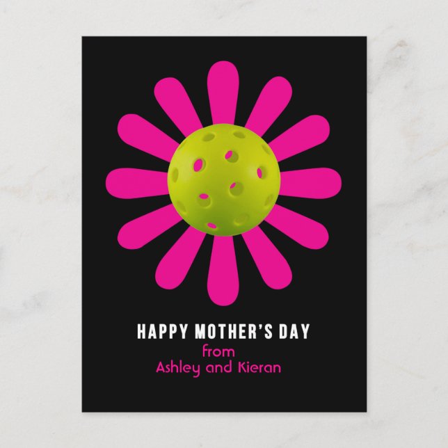 Mors dag för Pickleball Mamma, svart Vykort (Framsida)
