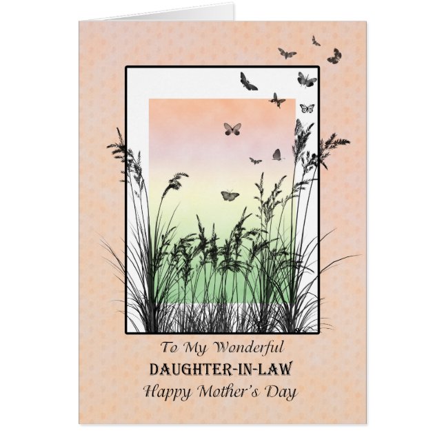 Mors dag för svärdotter, med fjärilar hälsningskort (Framsidan)