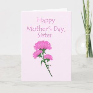 Mors dag för syster med Rosa Carnations Kort