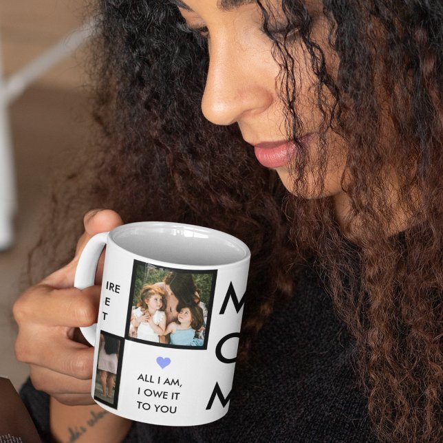 Mors dag fotokollage med bästa Mamma-citat Kaffemugg (Skapare uppladdad)
