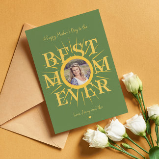 Mors dag fotokort med bästa mamma någonsin, typogr