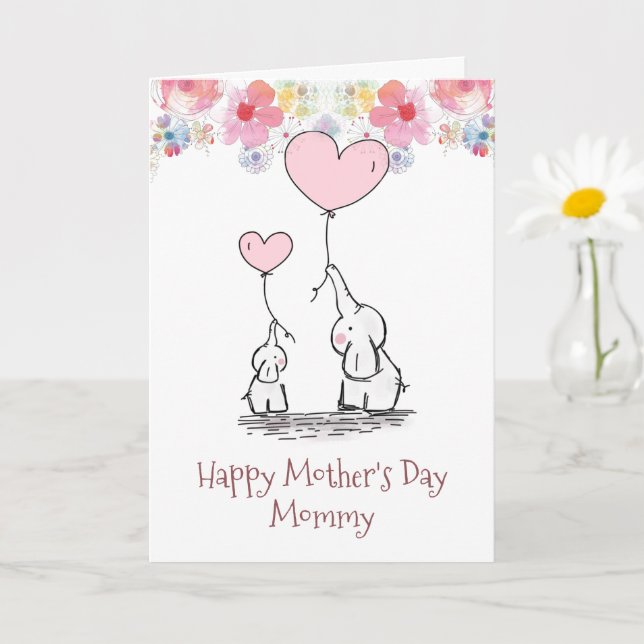 Mors dag från Elephant Mamma & Baby Card Kort (Liten växt)