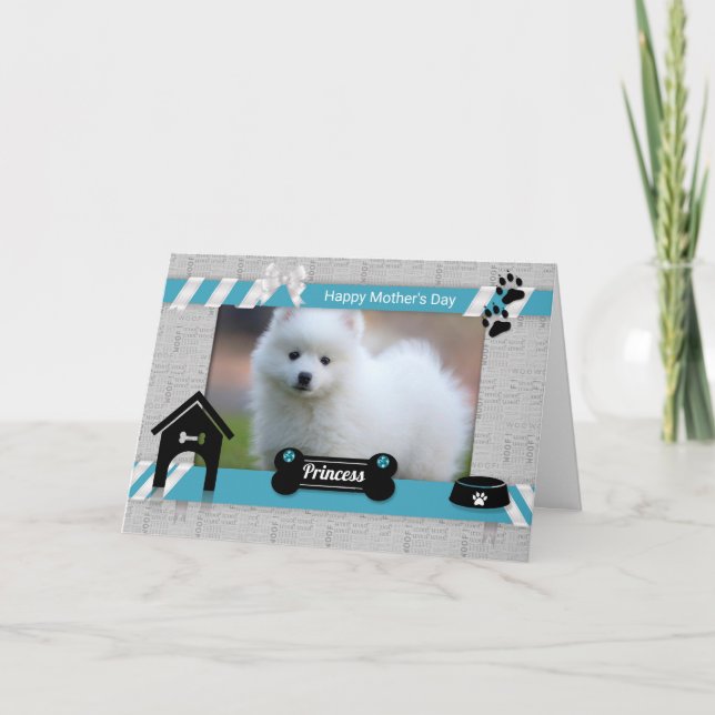 Mors dag från Hund Photo in Turquise Blue Kort (Framsida)