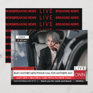 Mors dag Funny Breaking TV News Spectacular Fab Inbjudningar