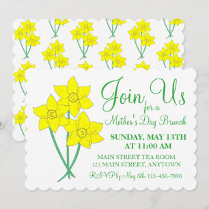 Mors dag Garden Party Brunch Daffodil Flowers Inbjudningar