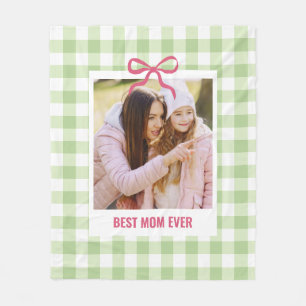 Mors dag-gåva Bästa mamma Anpassad foto Gingham Fleecefilt