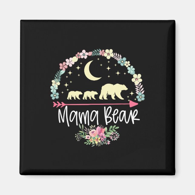 Mors dag ger Mamma med 2 Unge Cute Flowe Magnet (Framsidan)
