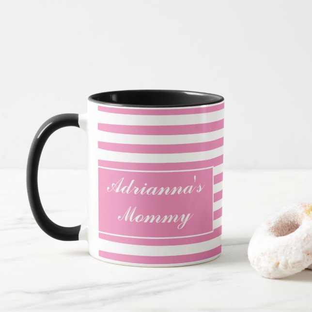 Mors dag ger Rosa Vita Randens anpassade namn Mugg (Med munk)