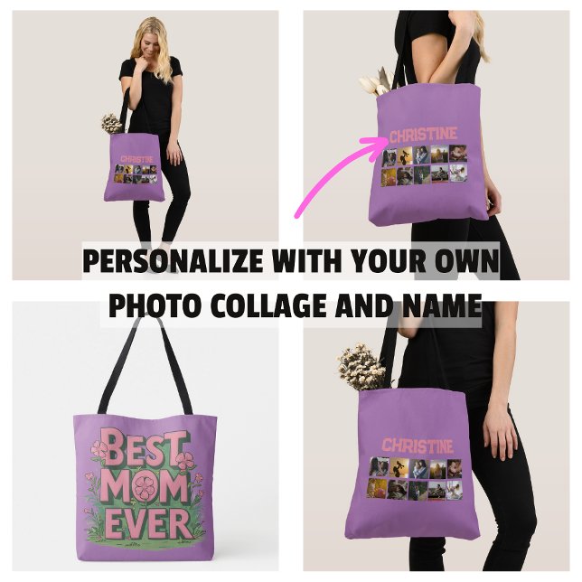 Mors dag Gifs Fotokollage Mamma Tygkasse (Mother's Day Gifs Photo Collage Mom Tote Bag
)