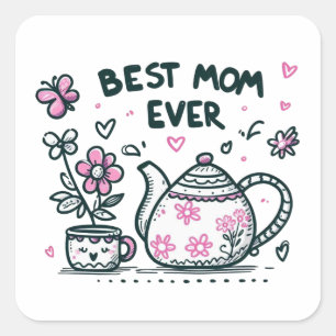 Mors dag Gift Bästa Mamma någonsin Fyrkantigt Klistermärke