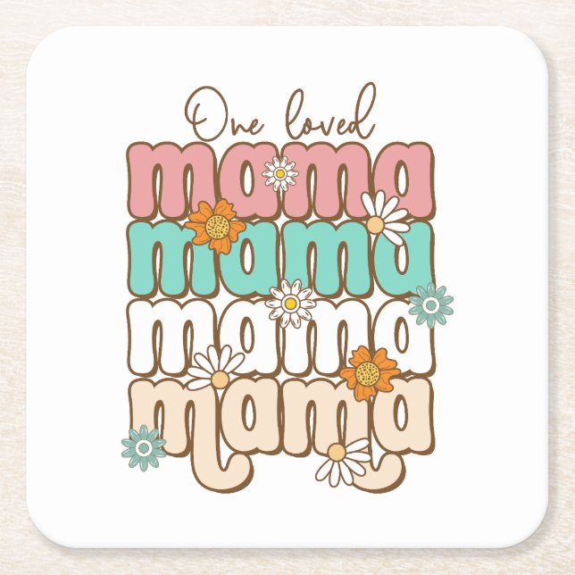 Mors dag Gift | En Loved Mamma Underlägg Papper Kvadrat (Framsidan)