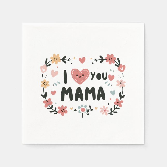 Mors dag Gift | I Kärlek You Mamma Pappersservett (Framsidan)