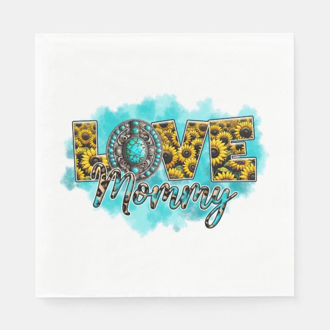 Mors dag Gift | Kärlek Blommigt Mamma Pappersservett (Framsidan)