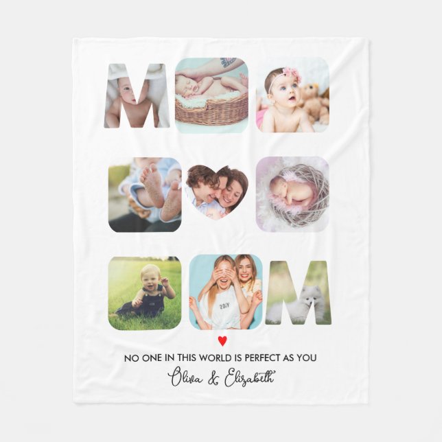 Mors dag Gift Mamma Birthday Family Photo Anpassni Fleecefilt (Framsidan)