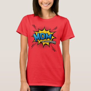 Mors dag Gift - Mamma och superhjälte - Tecknad B T Shirt