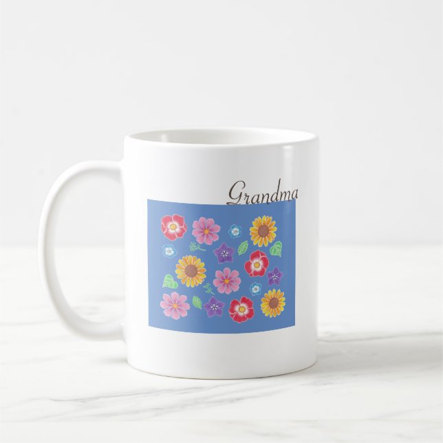 Mors dag Grandma Blomsterträdgård Coffee Mugg (Vänster)
