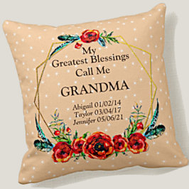 Mors dag Grandma Children Kids Namn Birth Kudde
