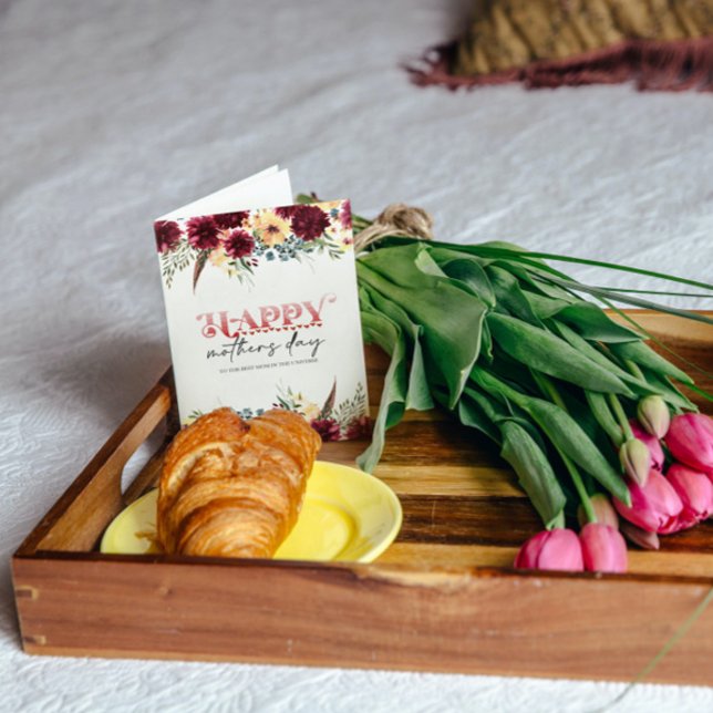 Mors dag gratulationskort för röd vit Blommigt Hälsningskort (Skapare uppladdad)