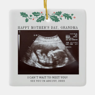 Mors dag Gravid Ultrasound Grandma Julgransprydnad Keramik