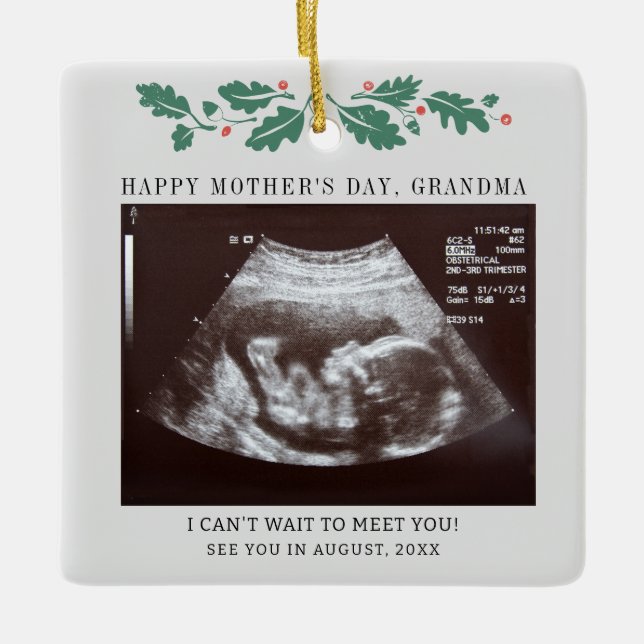 Mors dag Gravid Ultrasound Grandma Julgransprydnad Keramik (Framsida)