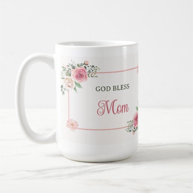 Mors dag Gud välsigne mamma – Akvarell blommor Kaffemugg (Vänster)