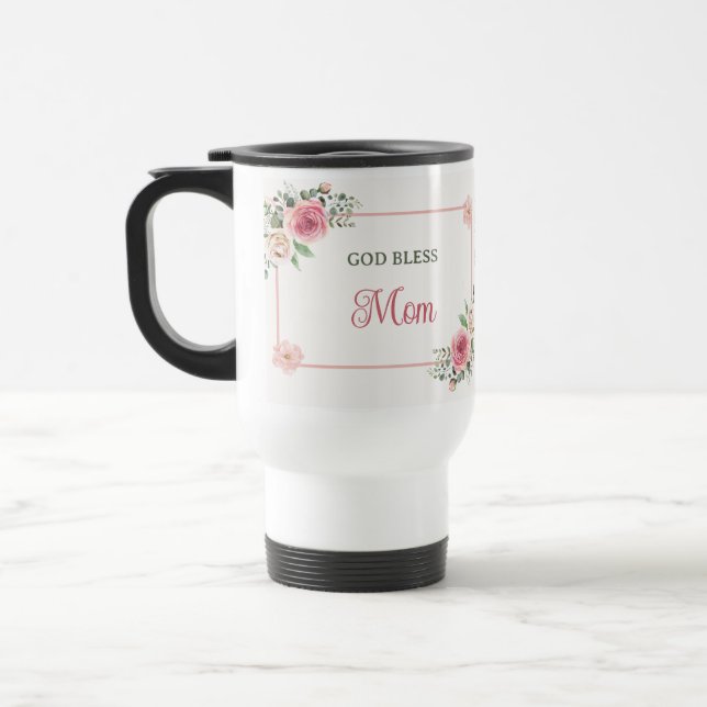 Mors dag Gud välsigne mamma – Akvarell blommor Resemugg (Vänster)