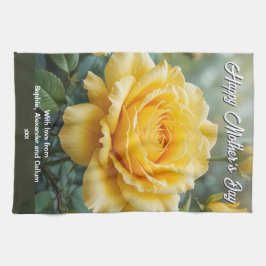 Mors dag Gul ros Flowers Elegant Kitchen Kökshandduk